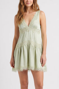 Willluxe® Romantic Lace Trim Babydoll Dress
