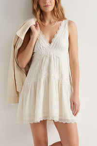 Willluxe® Romantic Lace Trim Babydoll Dress