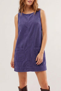 Willluxe® Corduroy Sleeveless Pinafore Dress With Pockets