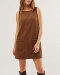 Willluxe® Corduroy Sleeveless Pinafore Dress With Pockets