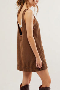 Willluxe® Corduroy Sleeveless Pinafore Dress With Pockets