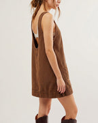 Willluxe® Corduroy Sleeveless Pinafore Dress With Pockets