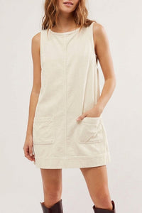 Willluxe® Corduroy Sleeveless Pinafore Dress With Pockets