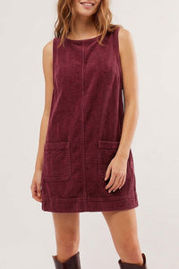 Willluxe® Corduroy Sleeveless Pinafore Dress With Pockets