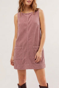 Willluxe® Corduroy Sleeveless Pinafore Dress With Pockets