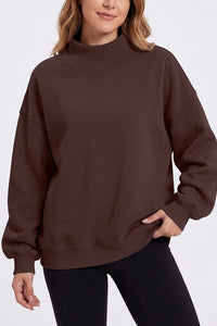 Willluxe® Oversized Mock Neck Fleece Pullover Sweatshirt