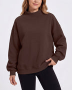 Willluxe® Oversized Mock Neck Fleece Pullover Sweatshirt