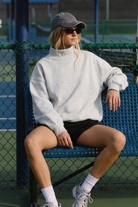 Willluxe® Oversized Mock Neck Fleece Pullover Sweatshirt