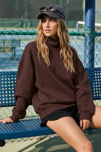 Willluxe® Oversized Mock Neck Fleece Pullover Sweatshirt