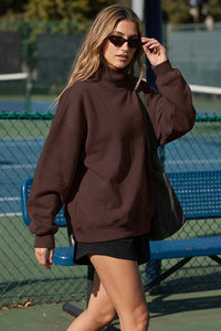 Willluxe® Oversized Mock Neck Fleece Pullover Sweatshirt