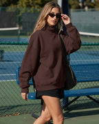 Willluxe® Oversized Mock Neck Fleece Pullover Sweatshirt