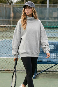 Willluxe® Oversized Mock Neck Fleece Pullover Sweatshirt