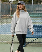 Willluxe® Oversized Mock Neck Fleece Pullover Sweatshirt