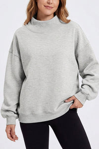 Willluxe® Oversized Mock Neck Fleece Pullover Sweatshirt