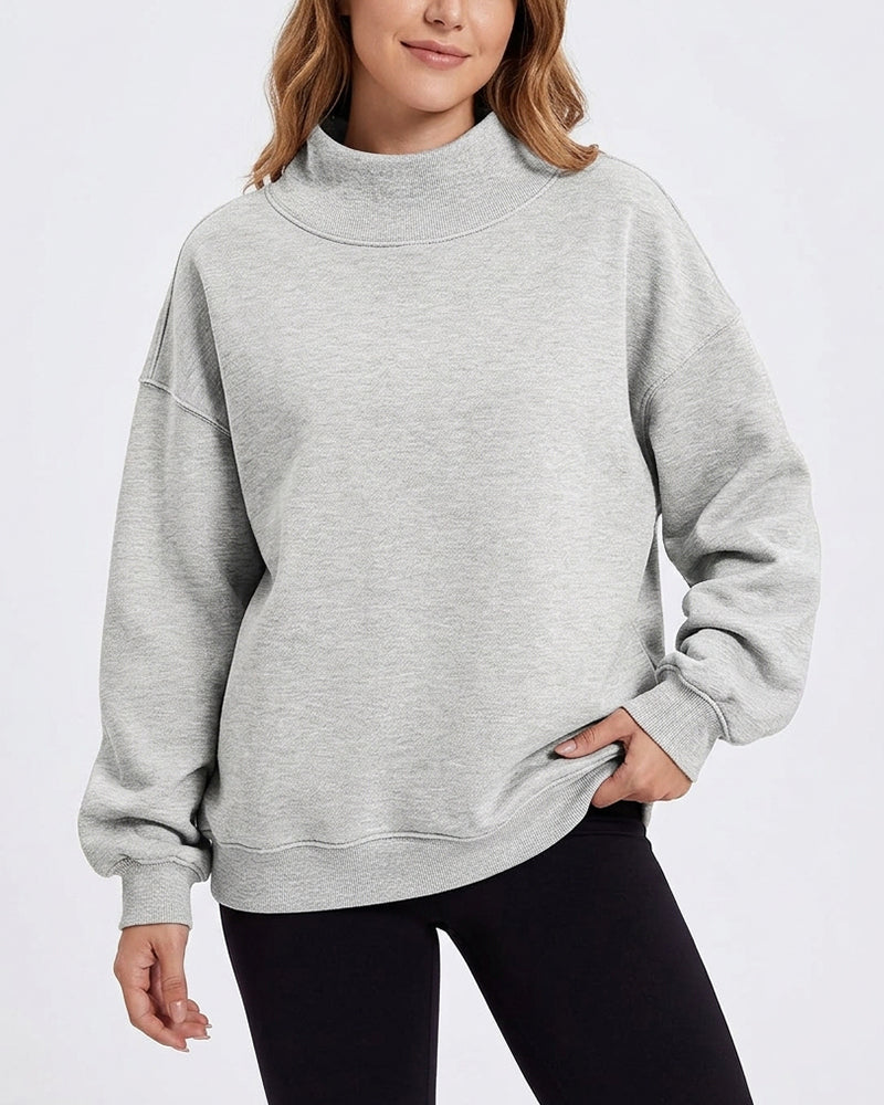 Willluxe® Oversized Mock Neck Fleece Pullover Sweatshirt