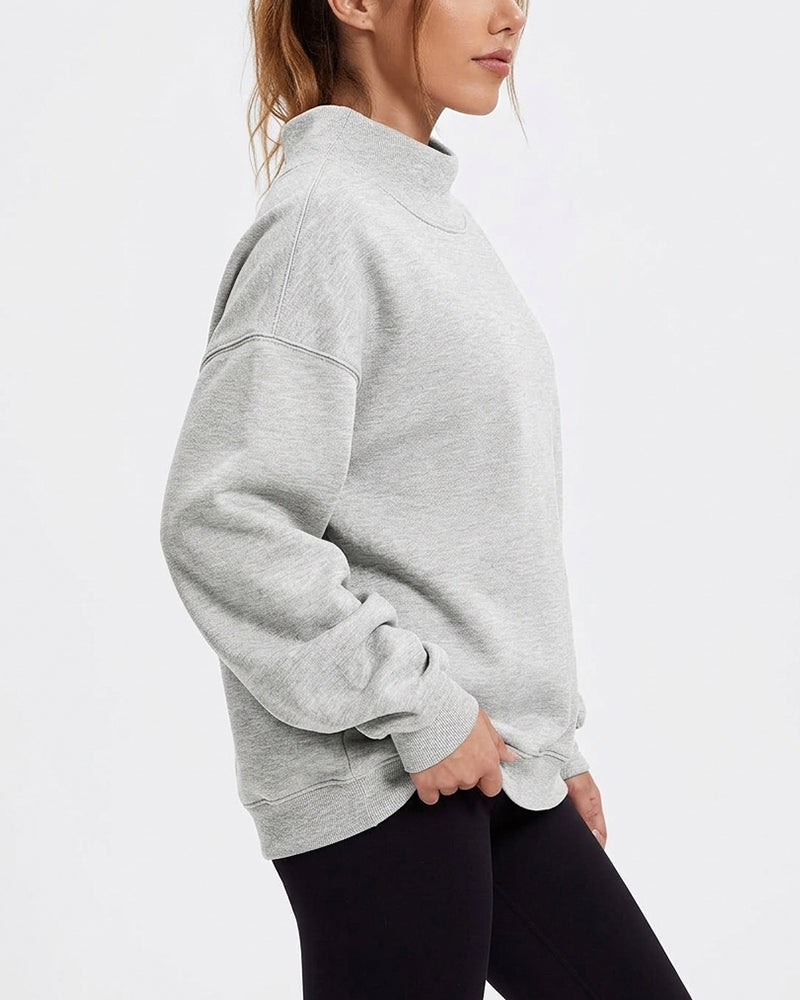 Willluxe® Oversized Mock Neck Fleece Pullover Sweatshirt