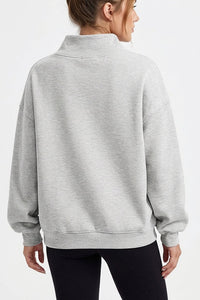 Willluxe® Oversized Mock Neck Fleece Pullover Sweatshirt