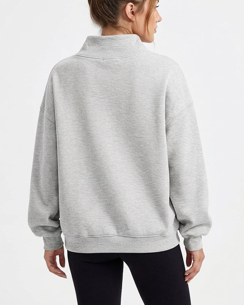 Willluxe® Oversized Mock Neck Fleece Pullover Sweatshirt
