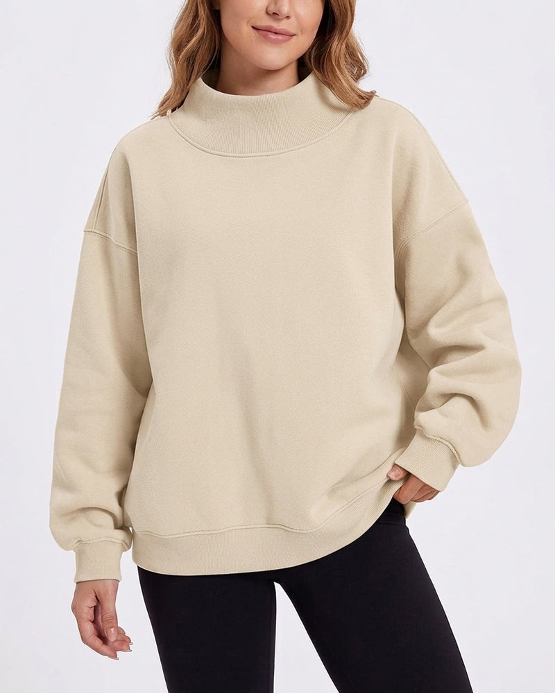 Willluxe® Oversized Mock Neck Fleece Pullover Sweatshirt