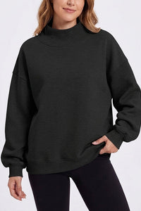 Willluxe® Oversized Mock Neck Fleece Pullover Sweatshirt