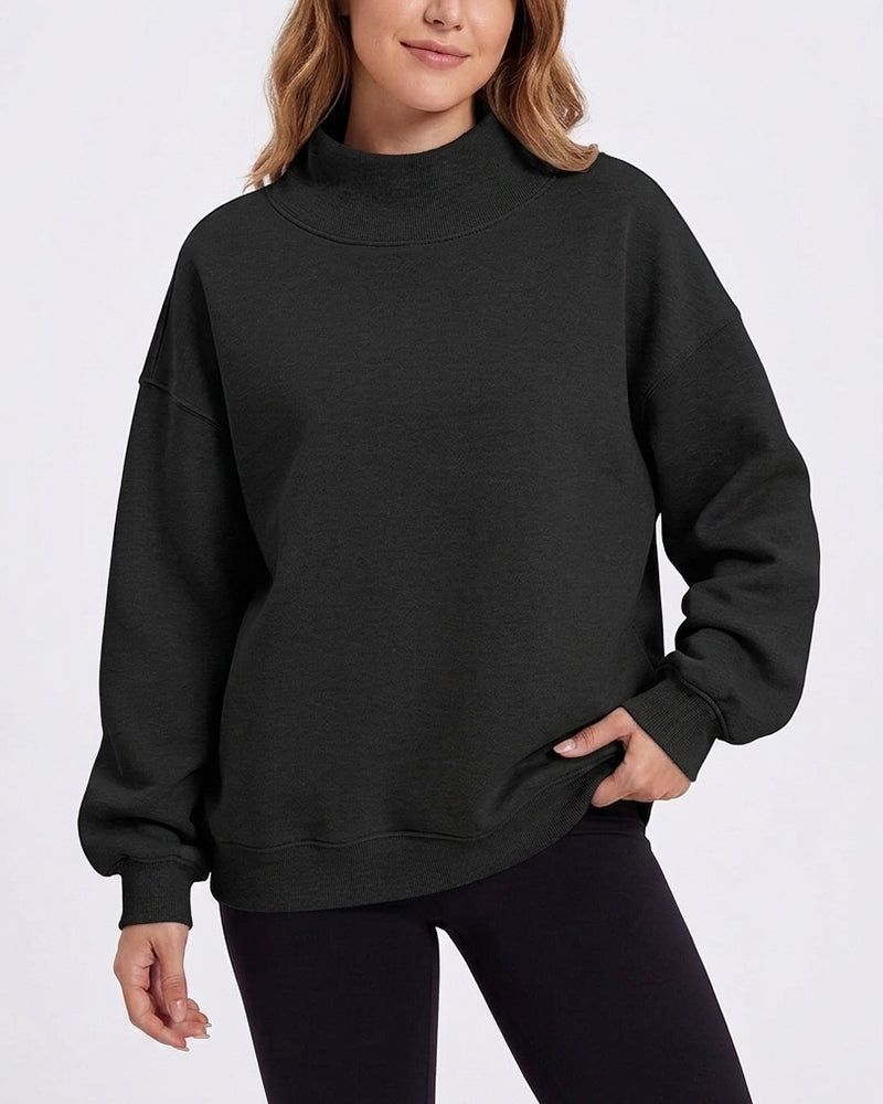 Willluxe® Oversized Mock Neck Fleece Pullover Sweatshirt