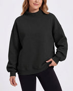 Willluxe® Oversized Mock Neck Fleece Pullover Sweatshirt