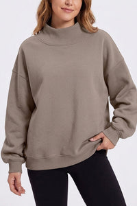 Willluxe® Oversized Mock Neck Fleece Pullover Sweatshirt