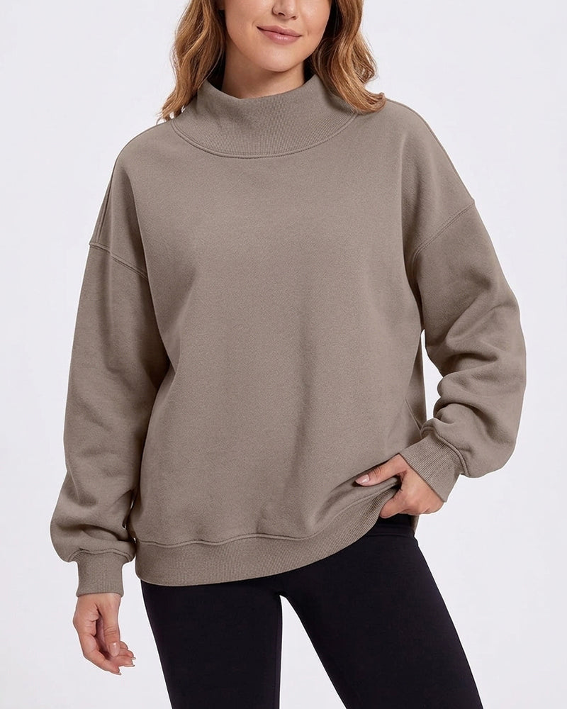Willluxe® Oversized Mock Neck Fleece Pullover Sweatshirt