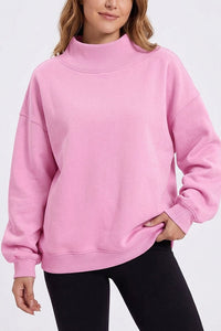 Willluxe® Oversized Mock Neck Fleece Pullover Sweatshirt