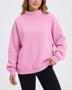 Willluxe® Oversized Mock Neck Fleece Pullover Sweatshirt