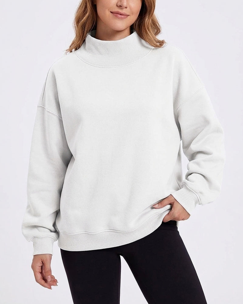 Willluxe® Oversized Mock Neck Fleece Pullover Sweatshirt