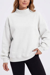 Willluxe® Oversized Mock Neck Fleece Pullover Sweatshirt