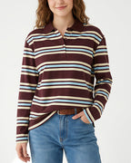 Willluxe® Retro Striped Long Sleeve Polo Shirt
