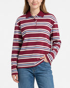 Willluxe® Retro Striped Long Sleeve Polo Shirt