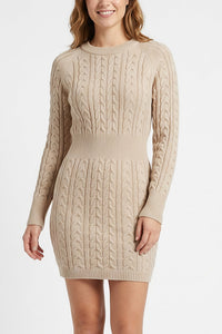 Willluxe® Cable Knit Bodycon Sweater Dress
