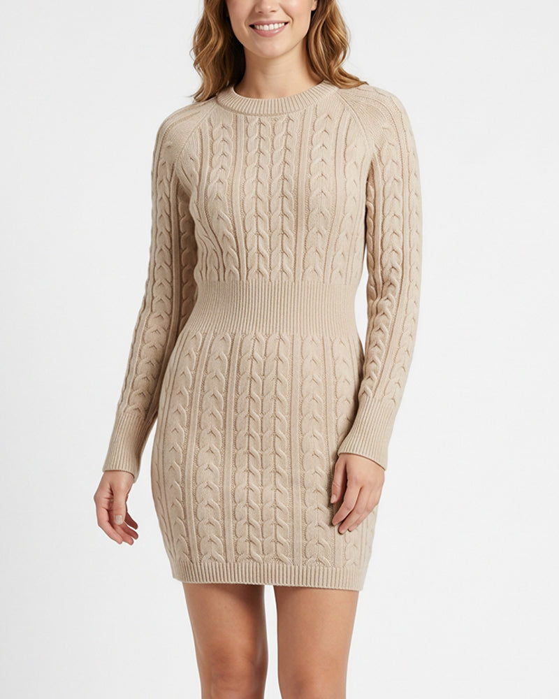 Willluxe® Cable Knit Bodycon Sweater Dress