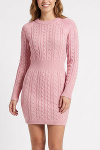 Willluxe® Cable Knit Bodycon Sweater Dress
