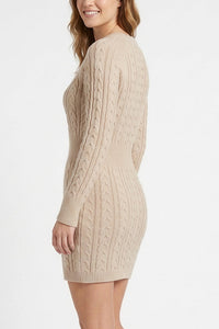 Willluxe® Cable Knit Bodycon Sweater Dress
