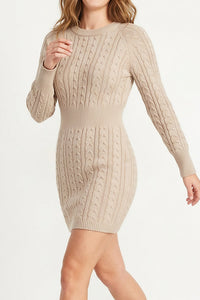 Willluxe® Cable Knit Bodycon Sweater Dress