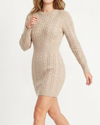 Willluxe® Cable Knit Bodycon Sweater Dress