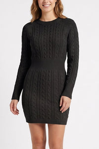 Willluxe® Cable Knit Bodycon Sweater Dress