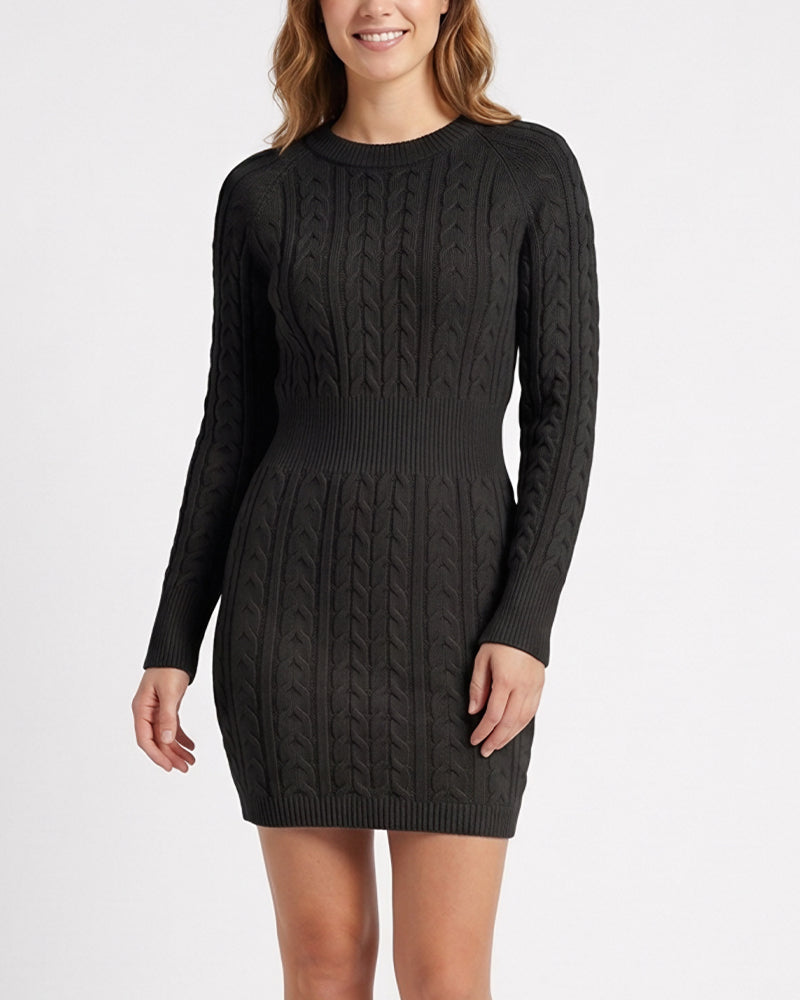 Willluxe® Cable Knit Bodycon Sweater Dress