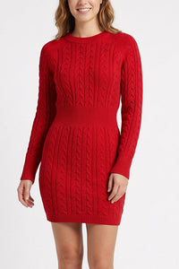Willluxe® Cable Knit Bodycon Sweater Dress