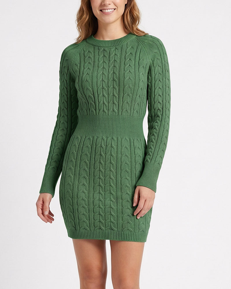 Willluxe® Cable Knit Bodycon Sweater Dress