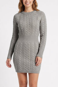 Willluxe® Cable Knit Bodycon Sweater Dress