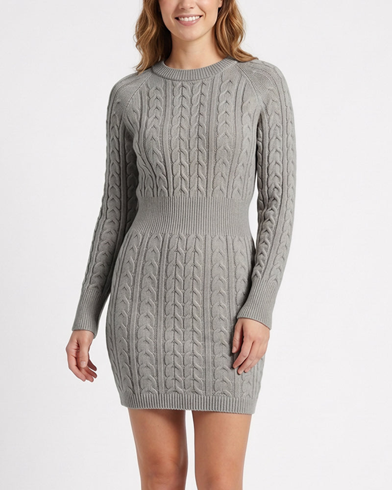 Willluxe® Cable Knit Bodycon Sweater Dress