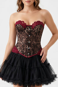 Willluxe® Vintage Leopard Print Mesh Boned Corset Top