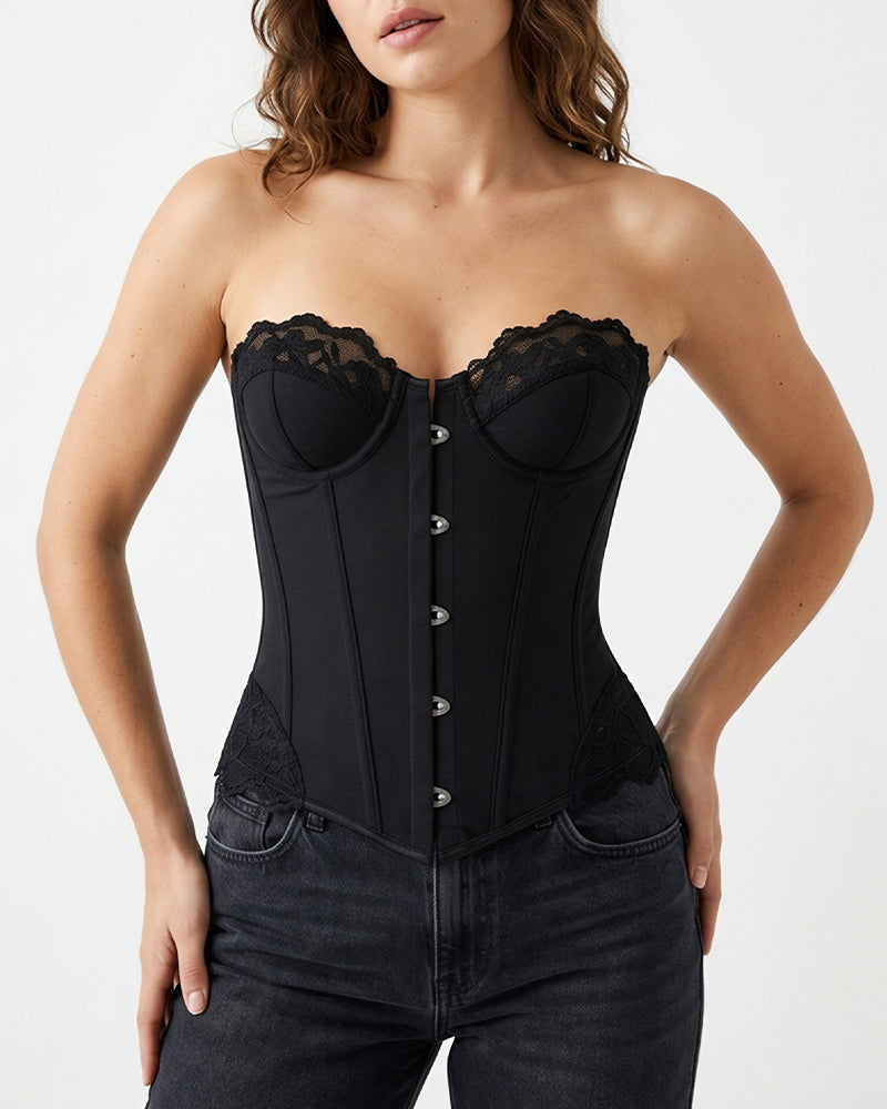 Willluxe® Vintage Leopard Print Mesh Boned Corset Top
