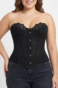 Willluxe® Vintage Leopard Print Mesh Boned Corset Top