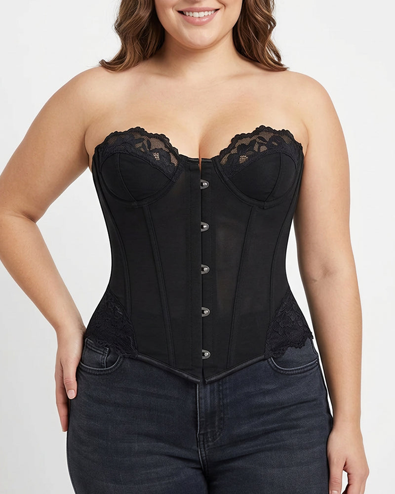 Willluxe® Vintage Leopard Print Mesh Boned Corset Top